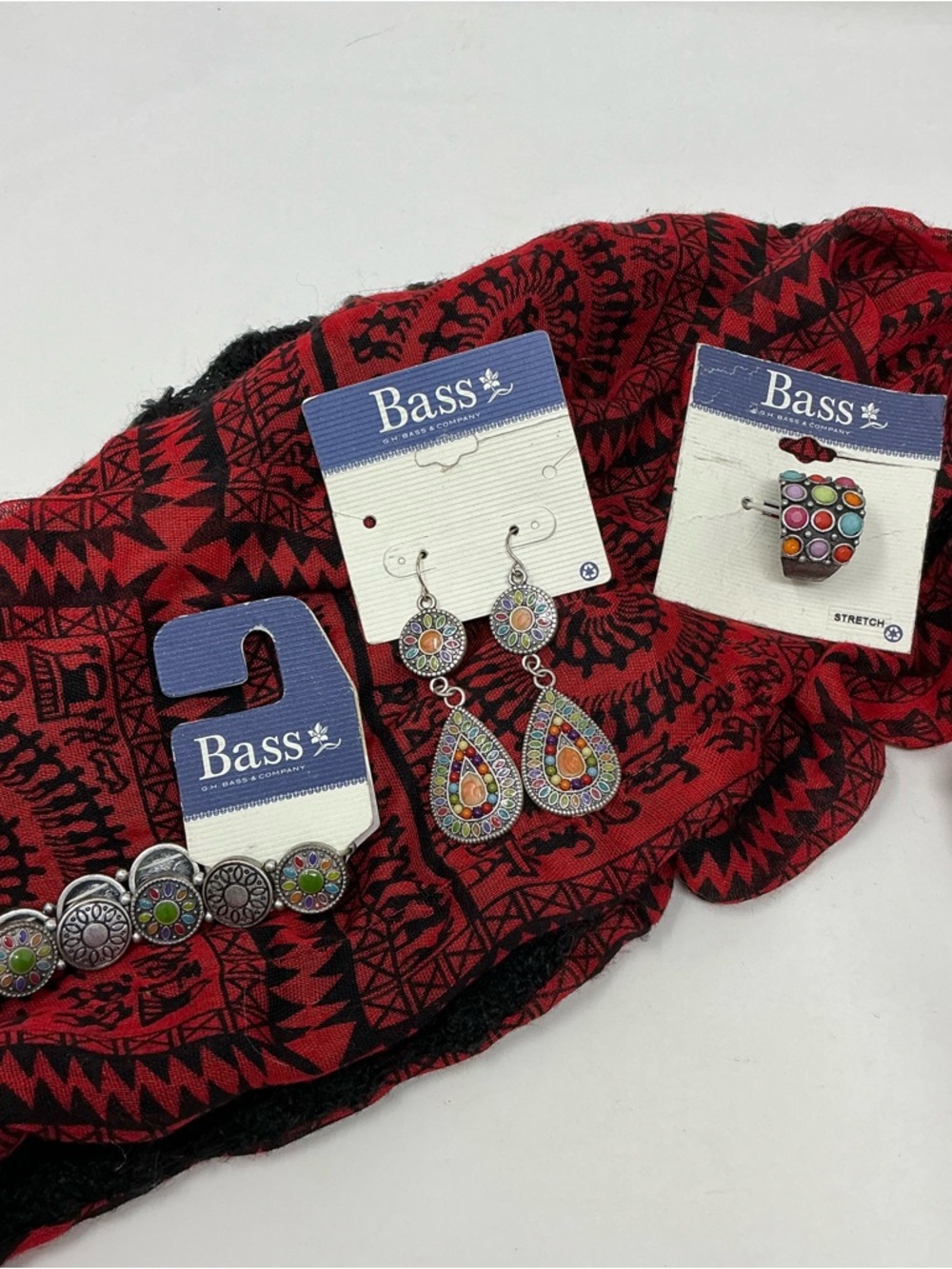 New Bass Multicolor Enamel Teardrop Dangle Earrings with Matching Accents
